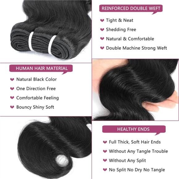 Body Wave Bundles Human Hair 12 Inch 12A Human Hair Bundles 100% Unprocessed main image 6